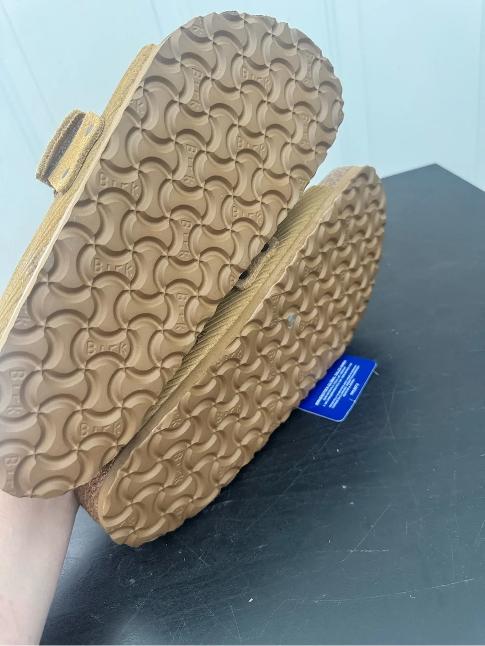 Birkenstock Kyoto Suede Embossed Corduroy Slide Sandals Cork Brown 42 US 9-9.5